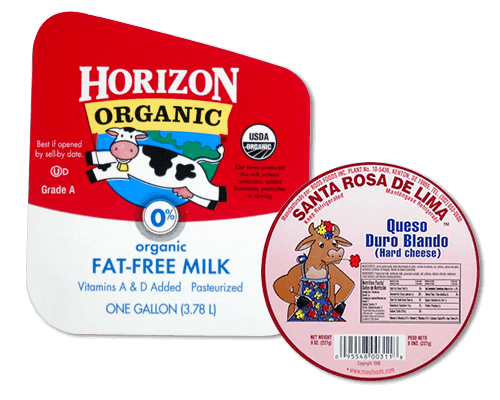Examples of Dairy Labels by Apogee Industries